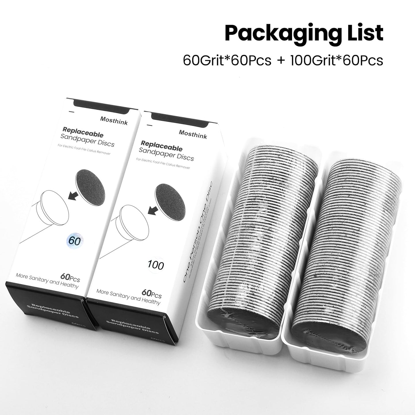 120pcs Replacement Sandpaper Refill Discs for Electric Foot File Callus Remover Tool for Men Women Dead Cracked Hard Skin (60 Grit+100 Grit)