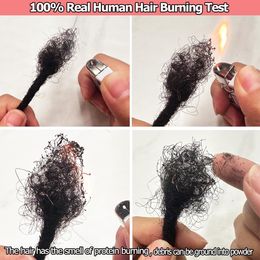 Dreadlock Extensions Human Hair 10-100 Strands 100% Full Handmade Permanent Loc Extension Human Hair for Women/Men/Kids Can Be Dyed Bleached Curled Twisted (0.4cm 1B, 4 inch 30 Strands)