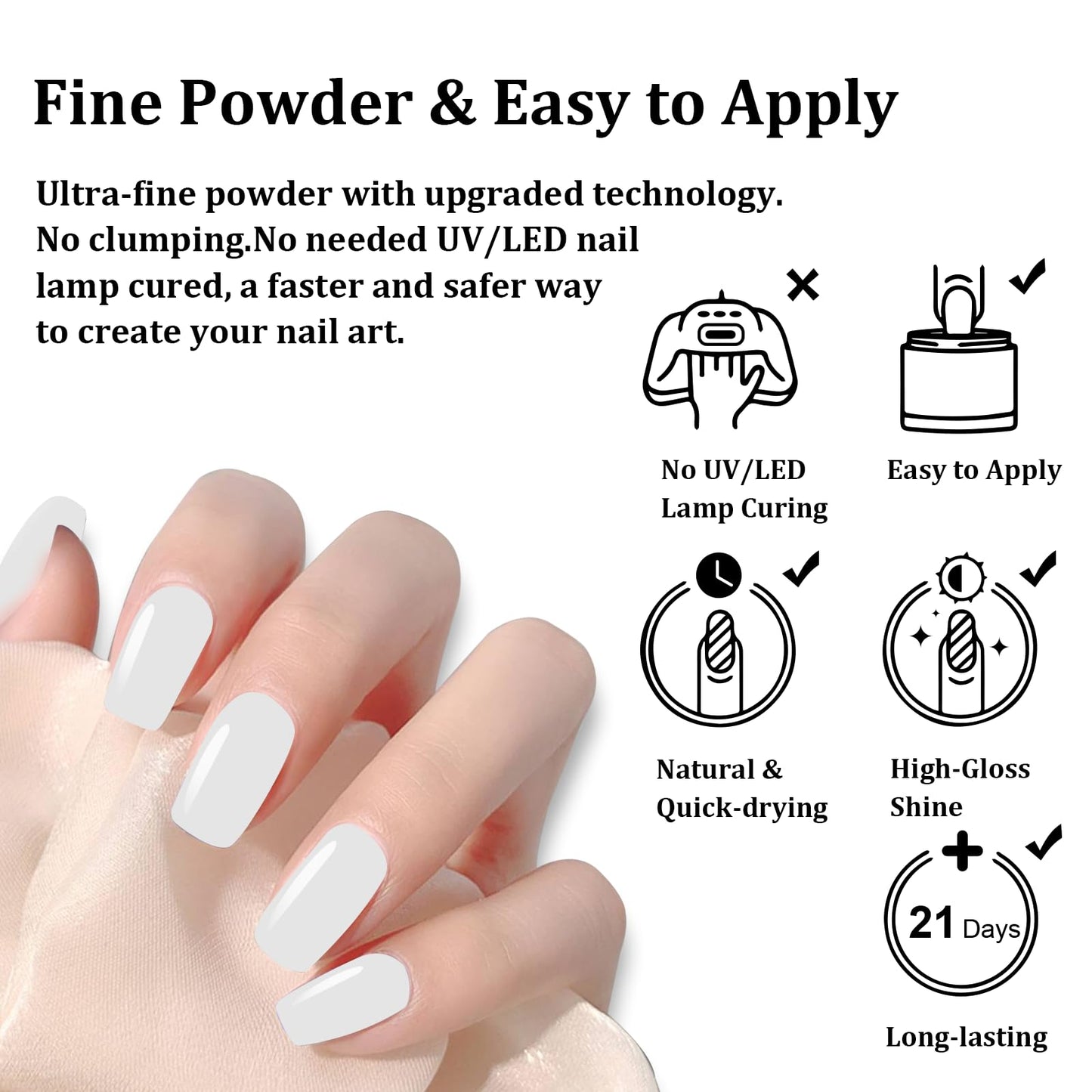 EODCI White Color Dip Powder, 1OZ Nail Dipping Powder for Long-lasting 28 Days+ Dip Nail Art French Manicure Nail Starter & Professional Home DIY Salon Use 28g