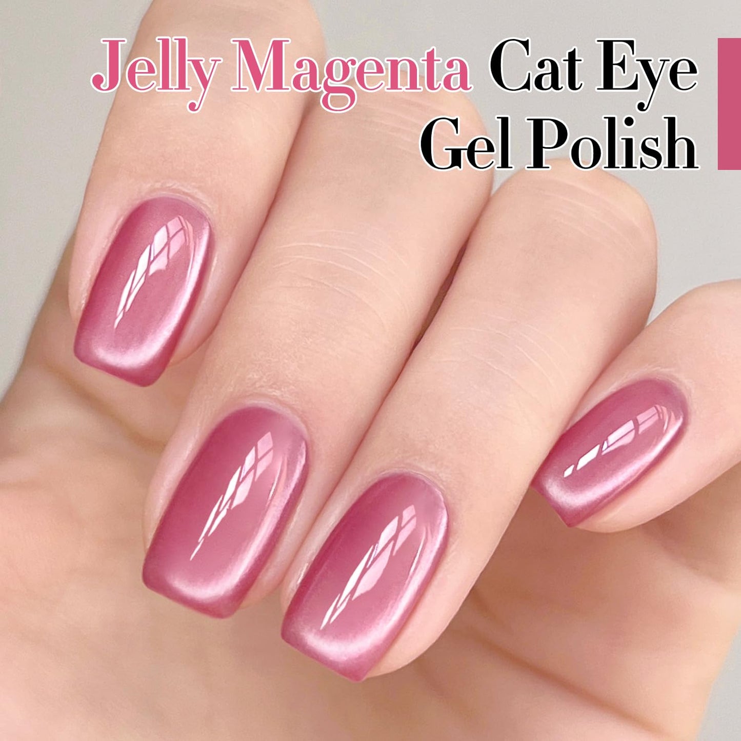 Double Rhythm Jelly Glass Cat Eye Gel Polish with Magnet 15ML Holographic Glitter Shimmer Translucent Sheer Color Magnetic Nail Polish Salon DIY at Home (Jelly Pink-MC1105)