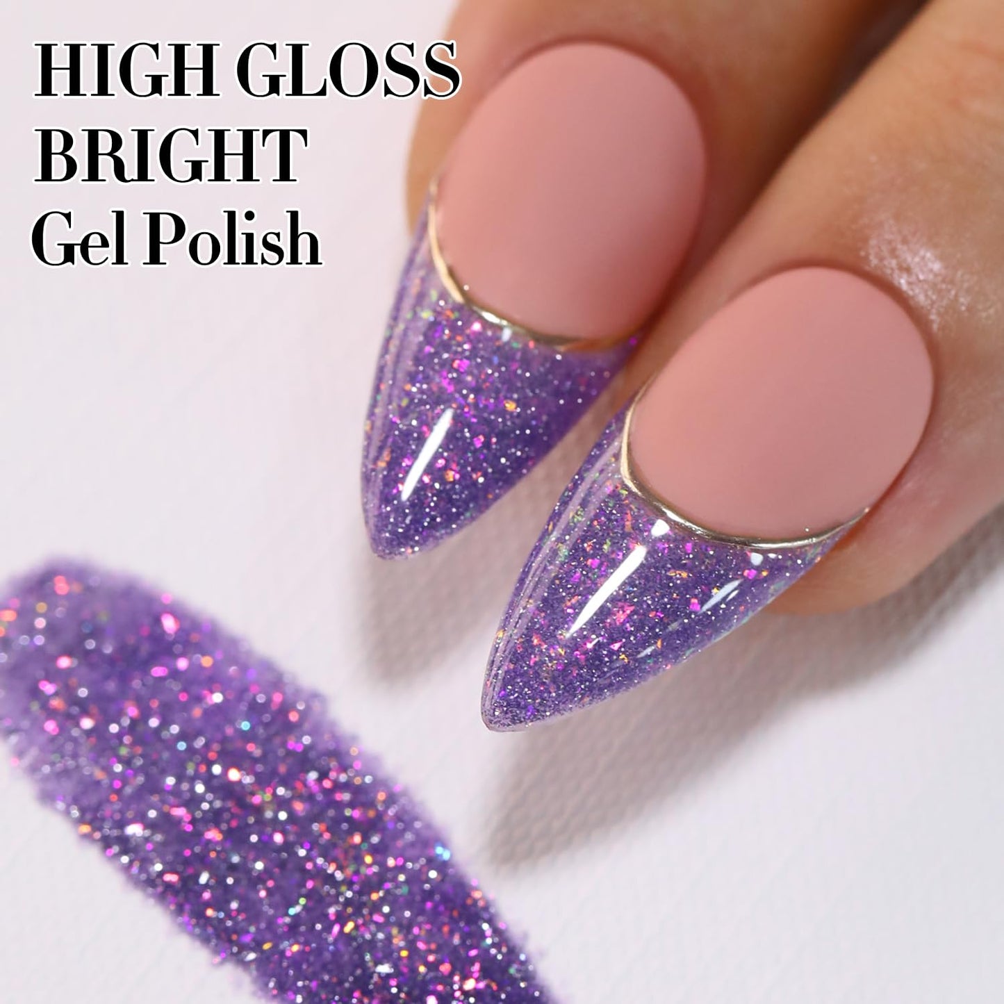 Double Rhythm 15ML Glitter Gel Polish Shimmer Reflective Holographic Color Magnetic for Nail Art Salon DIY at Home (B1137)