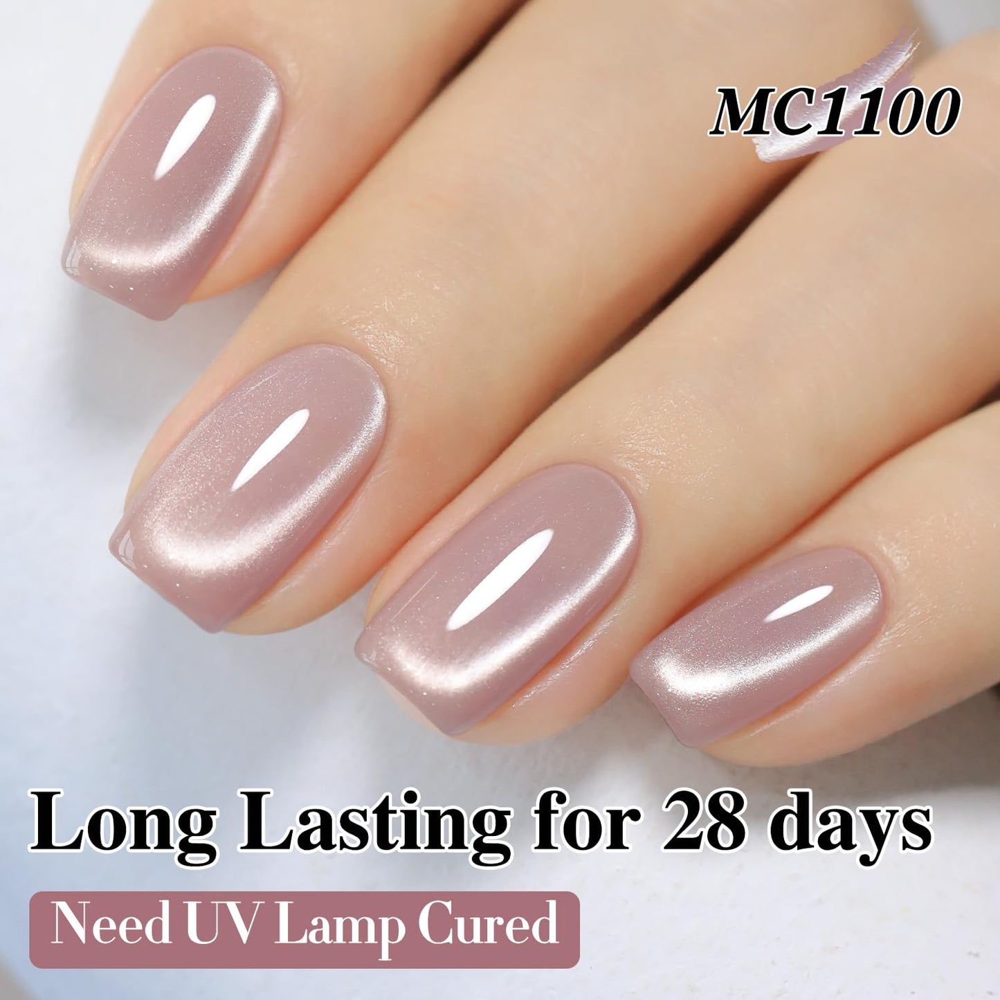 Double Rhythm Jelly Glass Cat Eye Gel Polish with Magnet 15ML Holographic Glitter Shimmer Translucent Sheer Color Magnetic Nail Polish Salon DIY at Home (Jelly Pale Purple-MC1100)