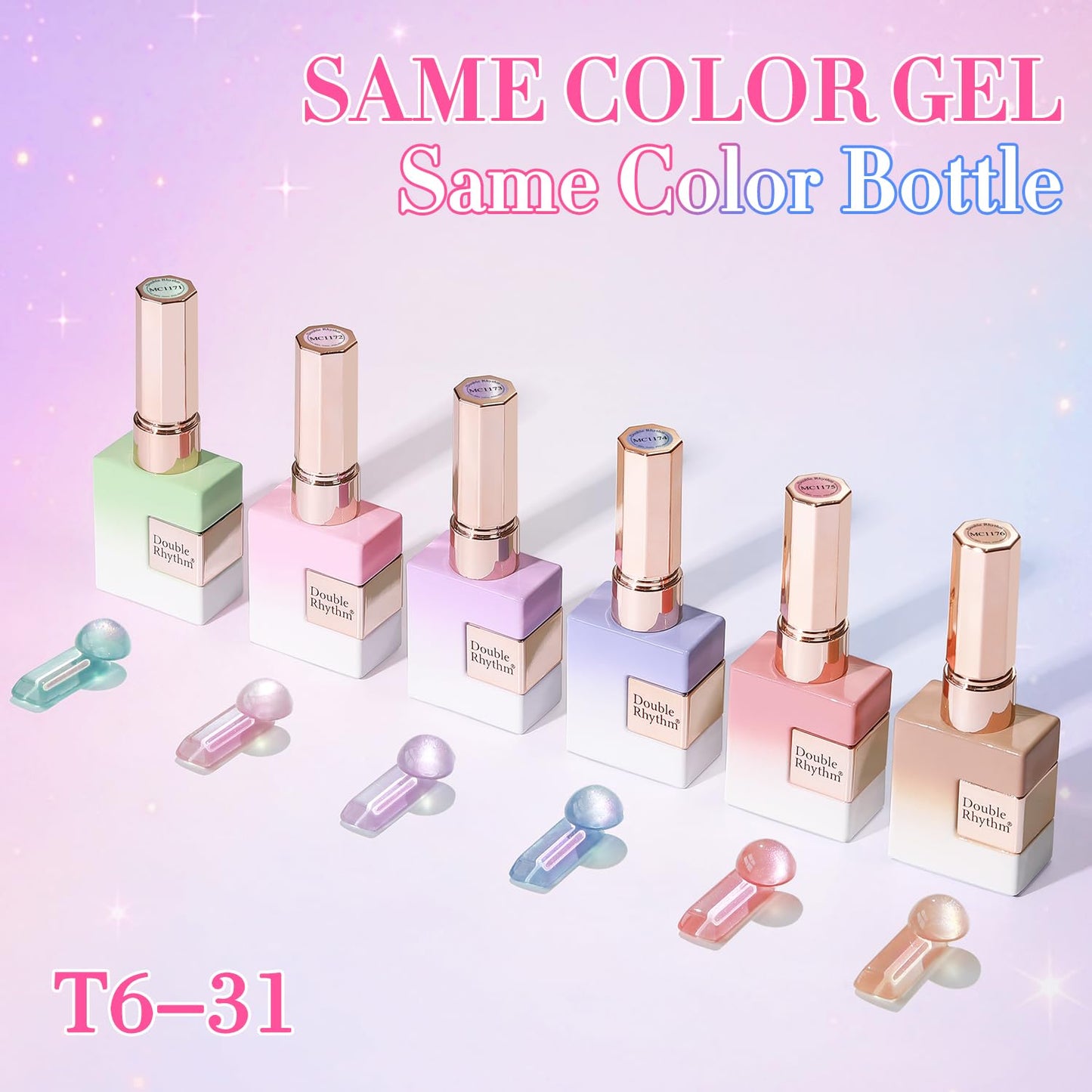 Double Rhythm 15ML Glass Cat Eye Gel Polish with Magnet Same Color Same Bottle Holographic Glitter Shimmer Salon Soak Off Magnetic Nail at Home (Mermaid Blue-MC1174)