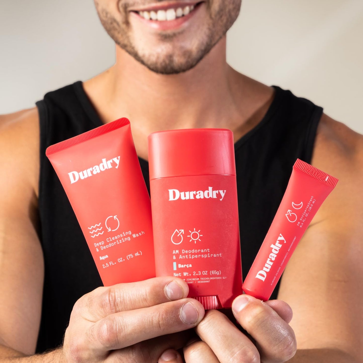 Duradry 3-Step System - Formulated to fight Excessive Underarm Sweating, Hyperhidrosis, Block Sweat & Odor - Antiperspirant Deodorant Stick, Sweat Minimizing Gel, Deodorizing Body Wash - Clear Sky