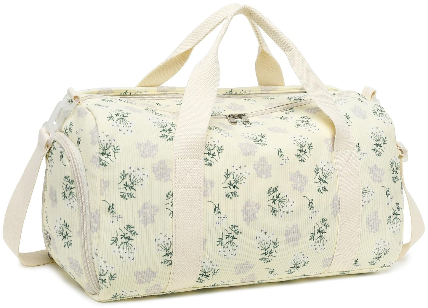 Duffle Bag for Gym Sports Women Girls Workout Travel Bag Weekender with Shoe Compartment and Wet Pocket (Beige Floral 102)