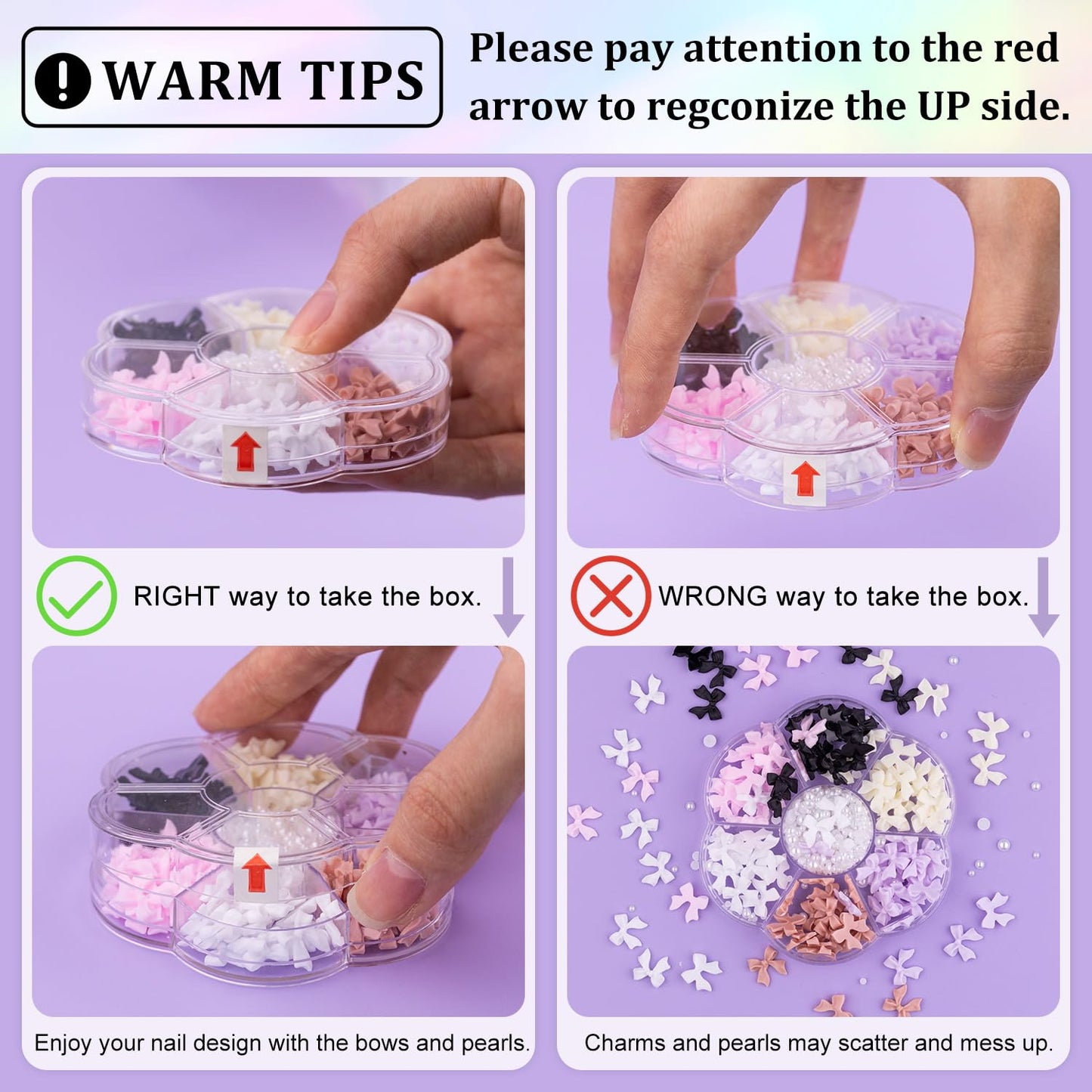 120 Pcs 3D Nail Bow Charms + 2-4mm Nail Pearls Set 10, Pink White Black Bow Nail Charms and White Flatback Pearls with Nail Charm Glue Gel(UV Needed) and Pickup Tools for Nail Art Decoration