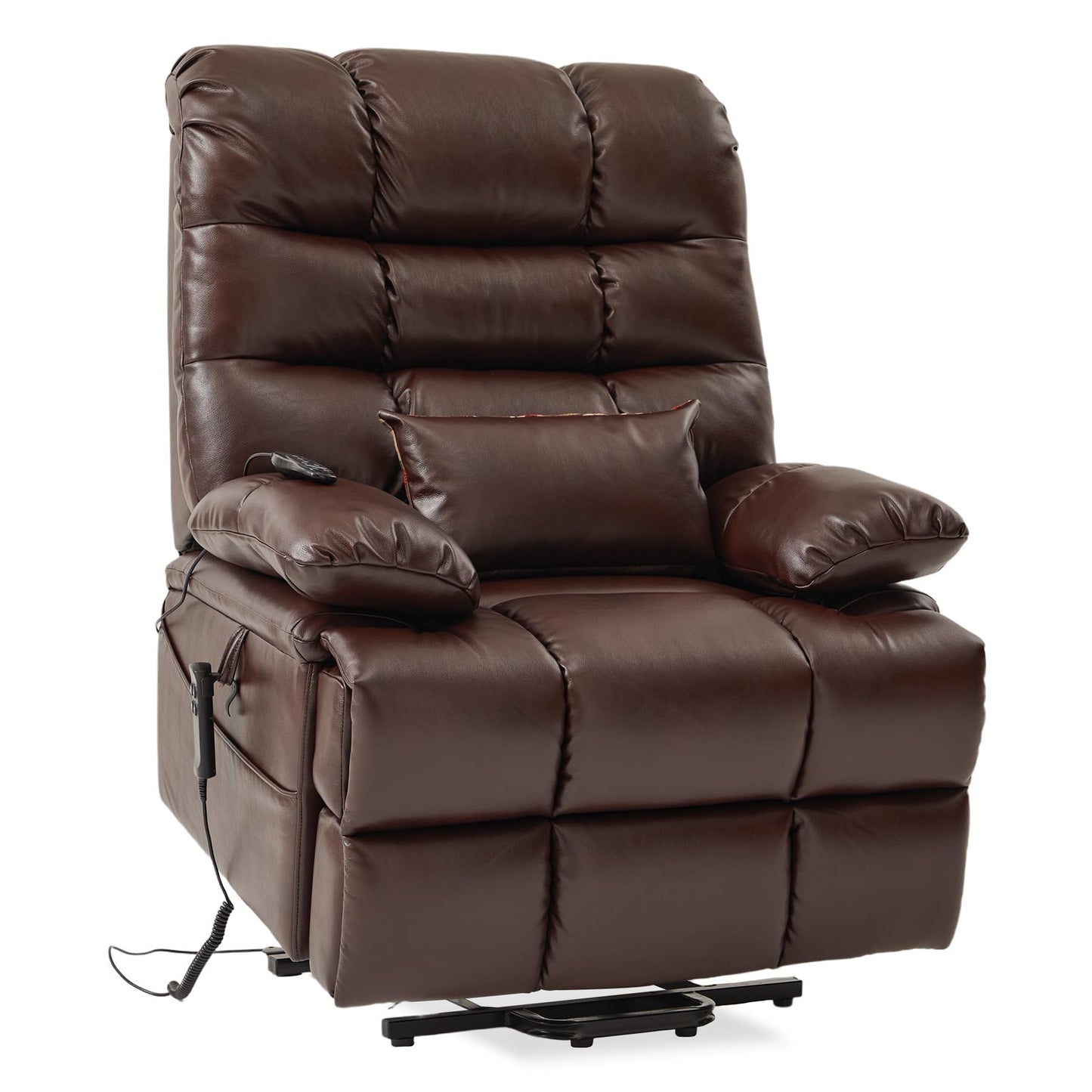 DYNOX 400lbs Lift Chairs for Big & Tall Seniors Power Lay Flat Recliner Extra Large Wide Oversized Lift Sofa with Heat Massage Electric Lift Recliner Chair Bed(9205,Faux Leather, Dark Brown)