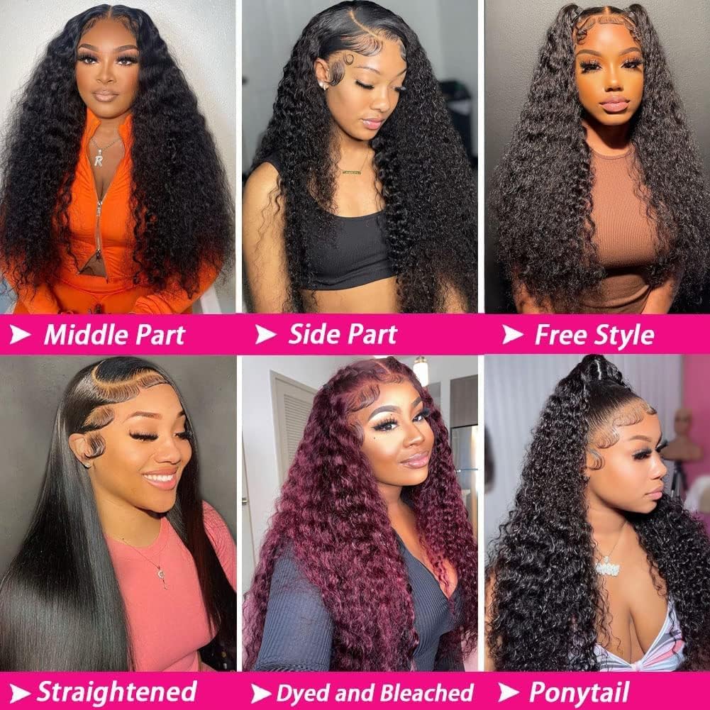250% Density 13x6 Deep Wave Lace Front Wigs Human Hair Pre Plucked 13x6 HD Transparent Deep Curly Human Hair Wig With Baby Hair Glueless Wigs Human Hair Deep Wave Wig For Women Curly Wig 22 Inch