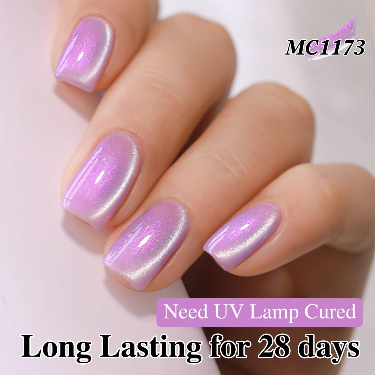 Double Rhythm 15ML Glass Cat Eye Gel Polish with Magnet Same Color Same Bottle Holographic Glitter Shimmer Salon Soak Off Magnetic Nail at Home (Mermaid Purple-MC1173)