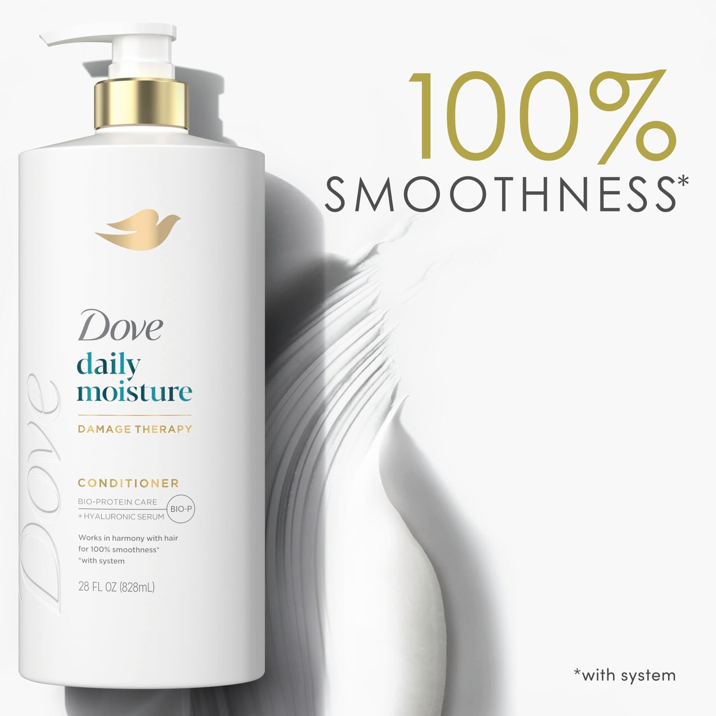 Dove Conditioner Daily Moisture for Dry Hair with Bio-Protein Care Technology and Hyaluronic Serum 28 Fl Oz