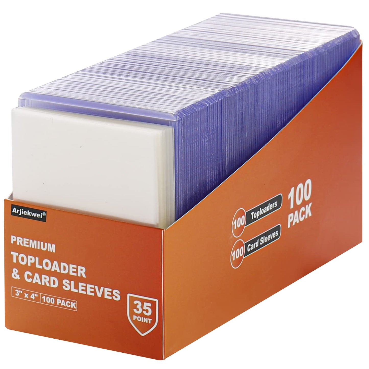 200 Card Sleeves Top Loaders for Cards, Arjiekwei 3"X4" Baseball Card Protectors Hard Plastic, Premium Toploaders Card Holder for Sports Football Trading Cards (100 Toploaders + 100 Penny Sleeves)