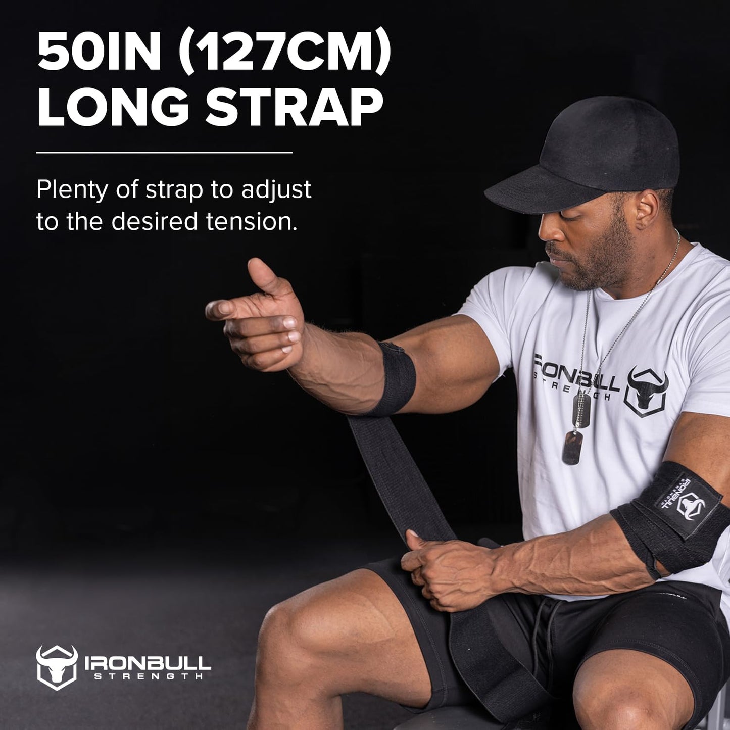 Elbow Wraps for Weightlifting (1 Pair) - 50" Elastic Elbow Braces for Weight Lifting - Elbow Support for Bench Press, Powerlifting, Fitness, & Gym Workout - Gym Elbow Straps Weightlifting (Black)