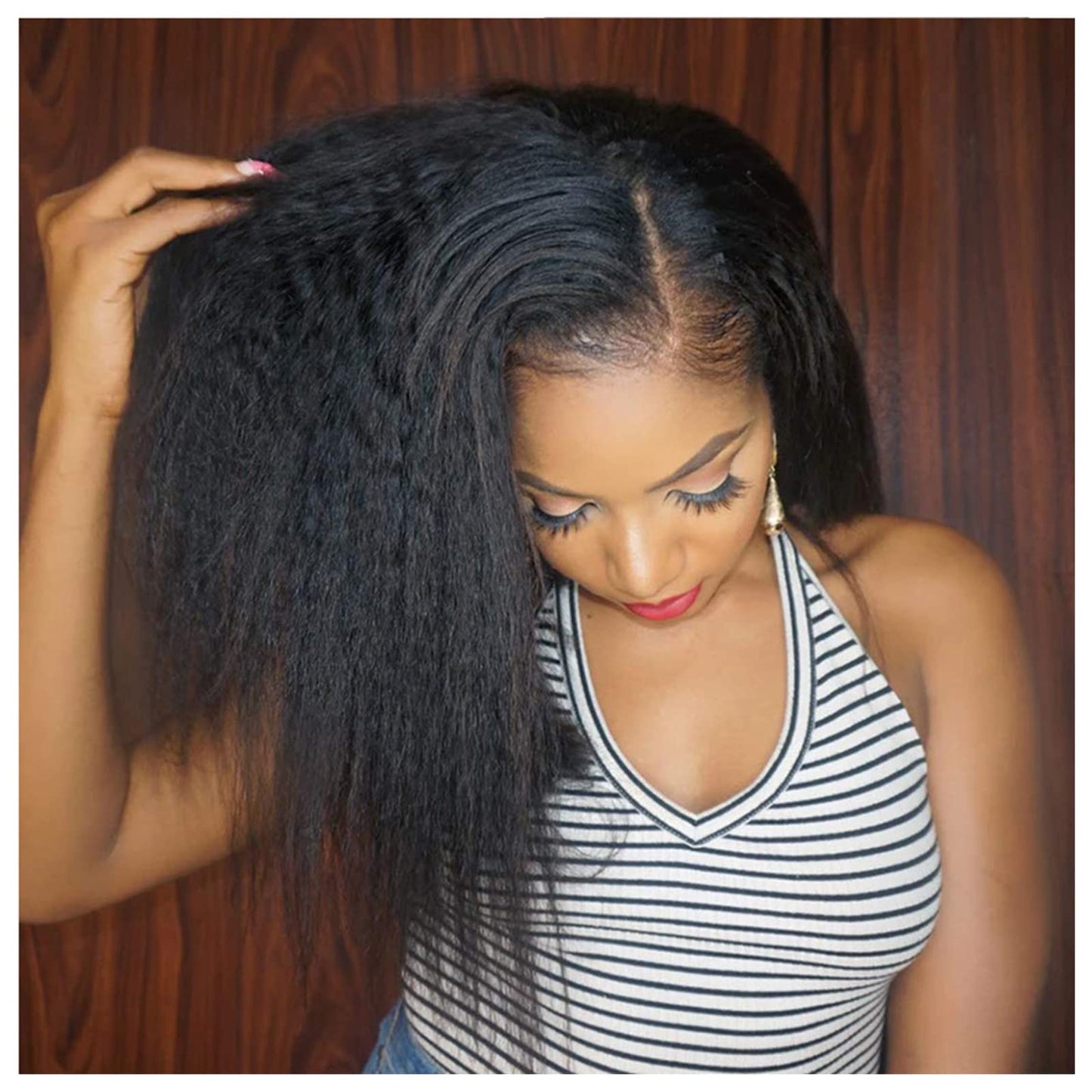 Enoya 5X5 HD Lace Closure Wigs Human Hair Pre Plucked with Baby Hair, Kinky Straight Ultra-thin Invisible Swiss 12A Human Hair Wigs for Women(10", 5x5 HD lace closure wig)