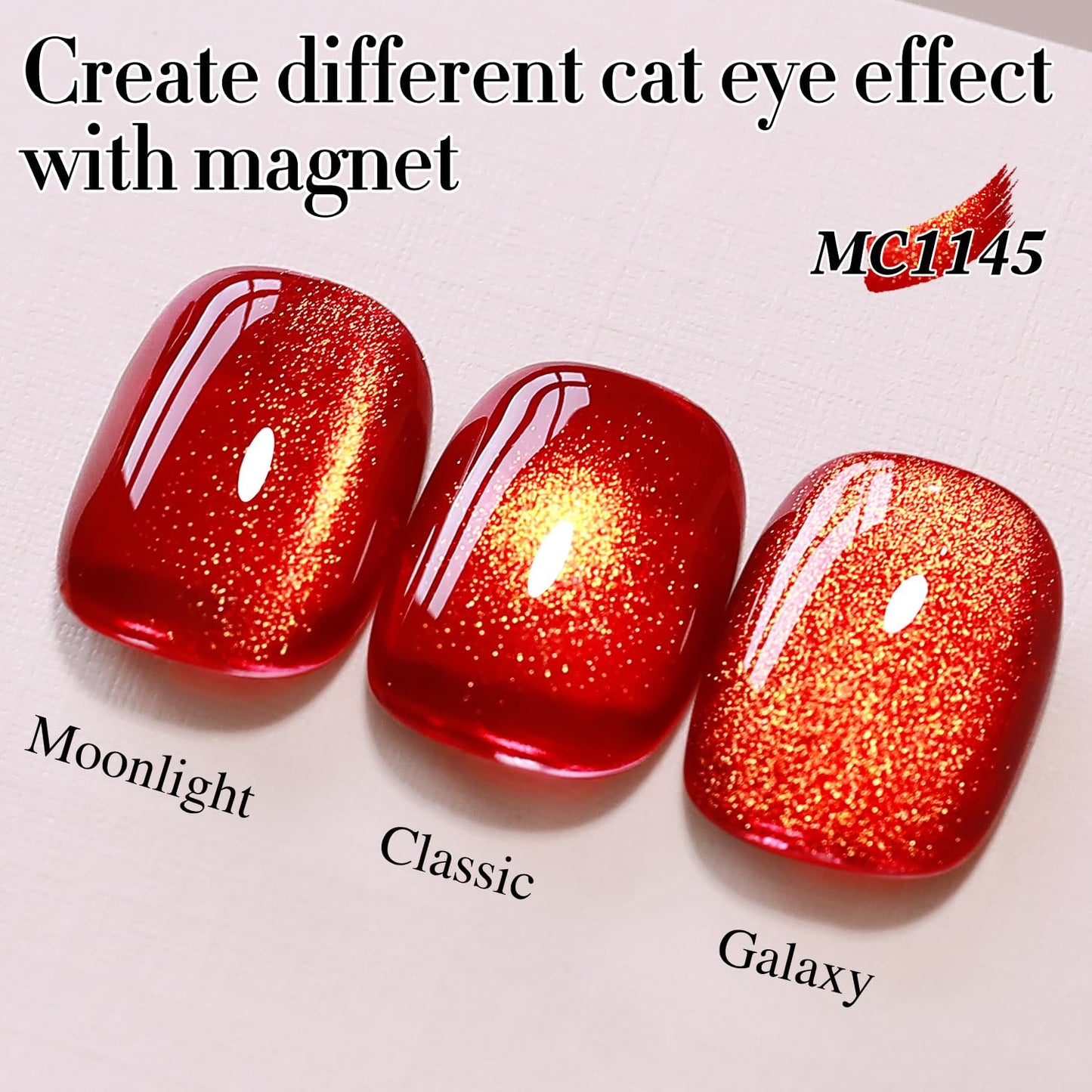 Double Rhythm 15ML Ice Glass Cat Eye Gel Polish with Magnet Holographic Glitter Shimmer Translucent Sheer Color Salon Soak Off Magnetic at Home (Blood Red-MC1145)