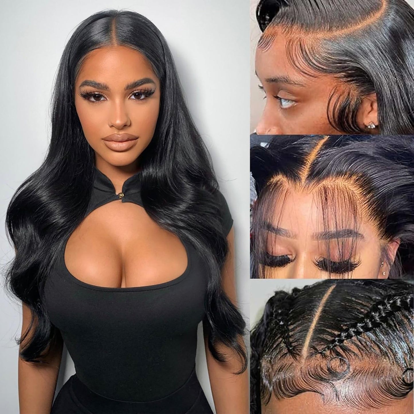 Enguer 24 Inch Body Wave Lace Front Wigs Human Hair 13x4 HD Lace Front Wigs Human Hair Pre Plucked Body Wave Glueless Frontal Wigs Human Hair 180% Density for Wome