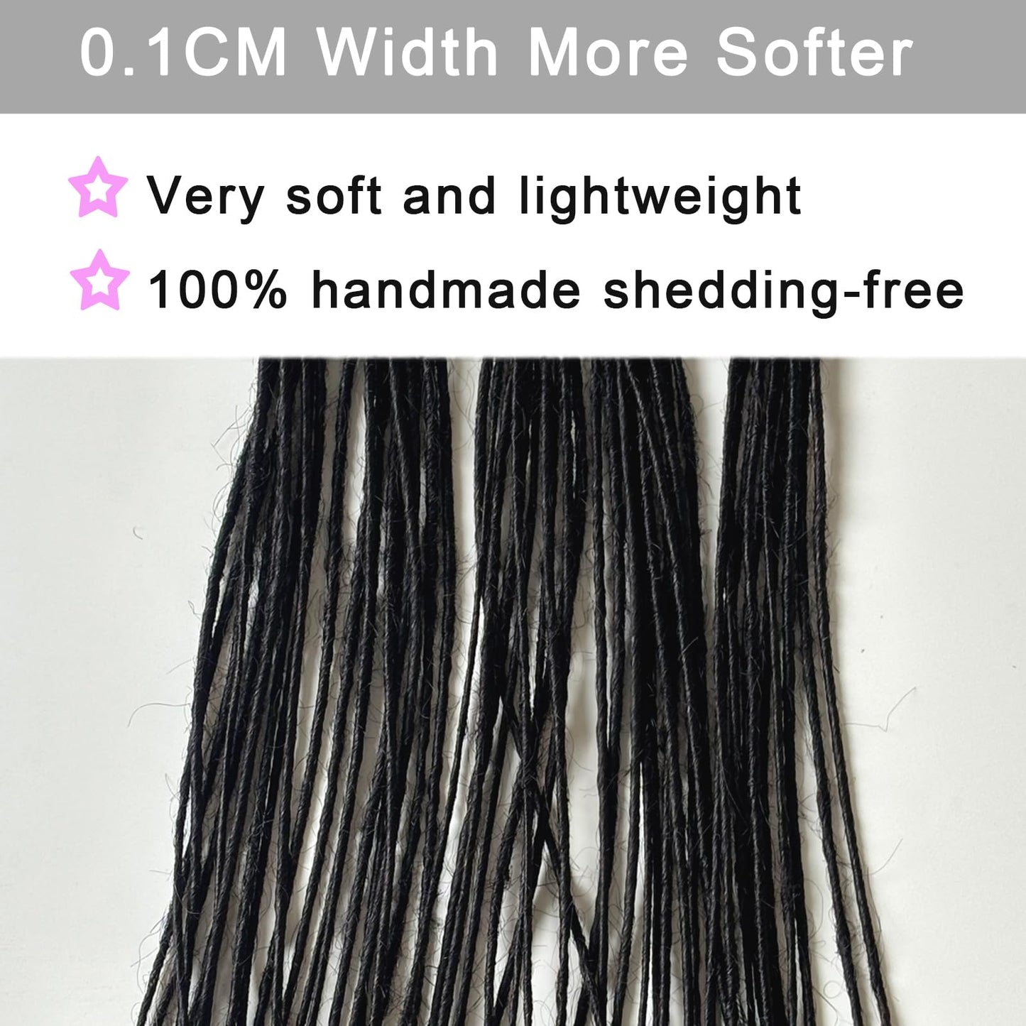 Dreadlock Maker Human Locs 0.1cm Width 14inch 50strands Micro Locs with Curly Ends Soft Dreadlock Extension Human Hair Sister Locks for Women/Men Natural Black