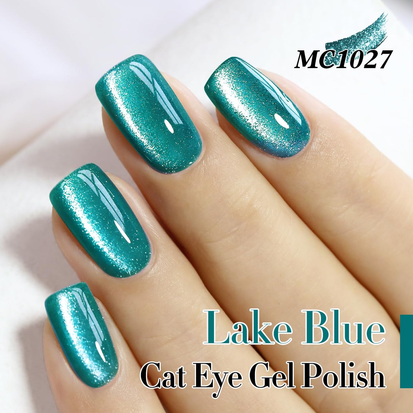 Double Rhythm 0.5 OZ Cat Eye Gel Polish with Magnet 15ML Holographic Glitter Shimmer Translucent Jelly Color Magnetic Nail Polish Salon DIY at Home (MC1027)