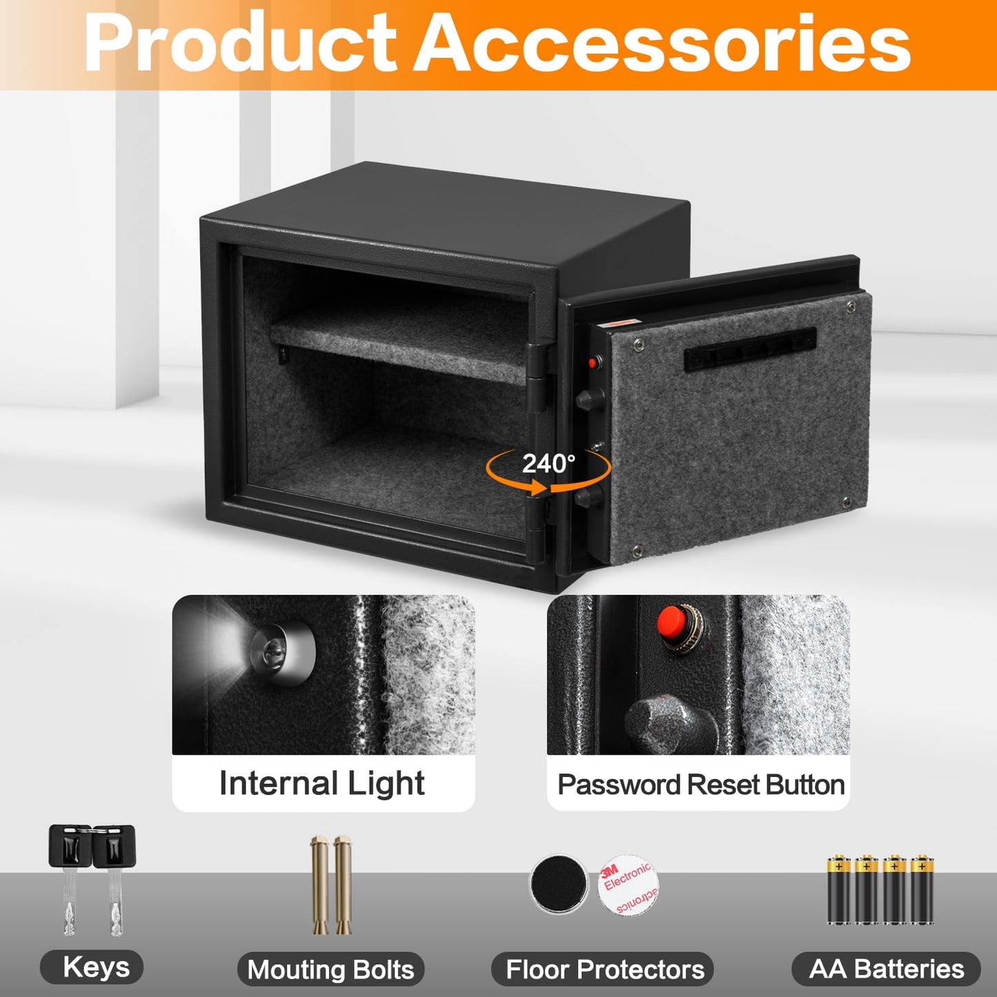 1.2 Cubic Feet Fireproof Safe Box, Fireproof Home Safe for Money, Jewelry, Documents and Valuables W/Digital Keypad,Alarm System,Removable Shelf, Home and Office Use Document Box
