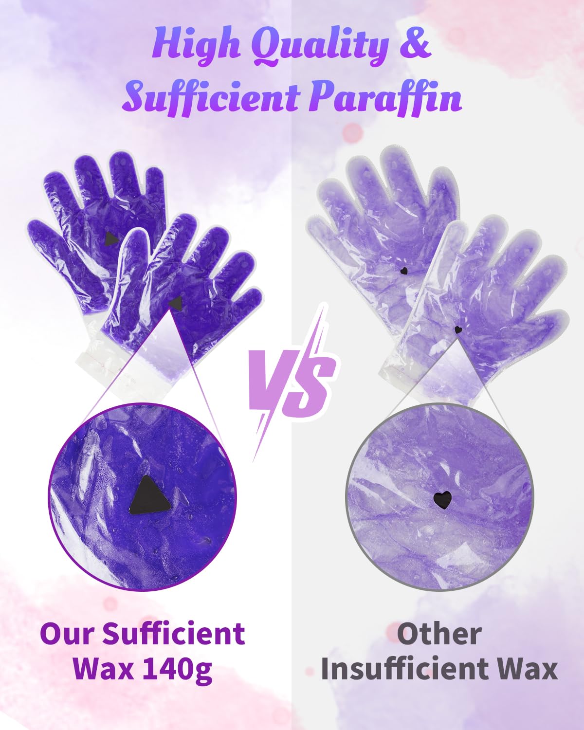 2-Pair Reusable Paraffin Wax Gloves for Hand Spa, Teglu Paraffin Wax Hand Mask for Moisturizing and Hydrating Dry Hand