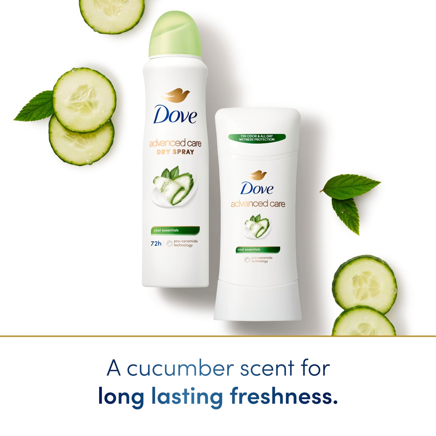 Dove Advanced Care Antiperspirant Deodorant Dry Spray Cool Essentials 4 Count Antiperspirant deodorant for helping your skin barrier repair after shaving With Pro Ceramide Technology 3.8 oz