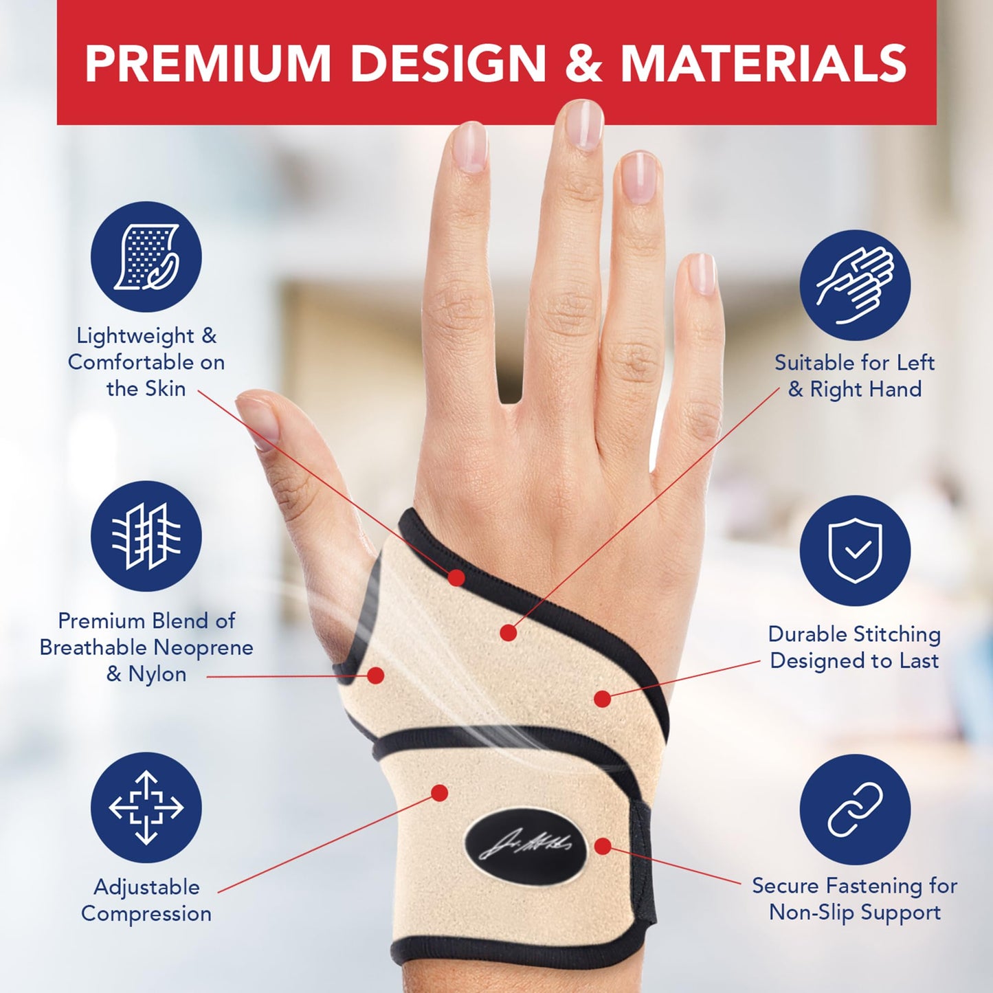 Dr. Arthritis Doctor Developed Comfy, Lightweight, Wrist Support-Strap-Brace-Hand Support, for Both Right and Left Hand, for Men and Women (Nude, 2 Pack)