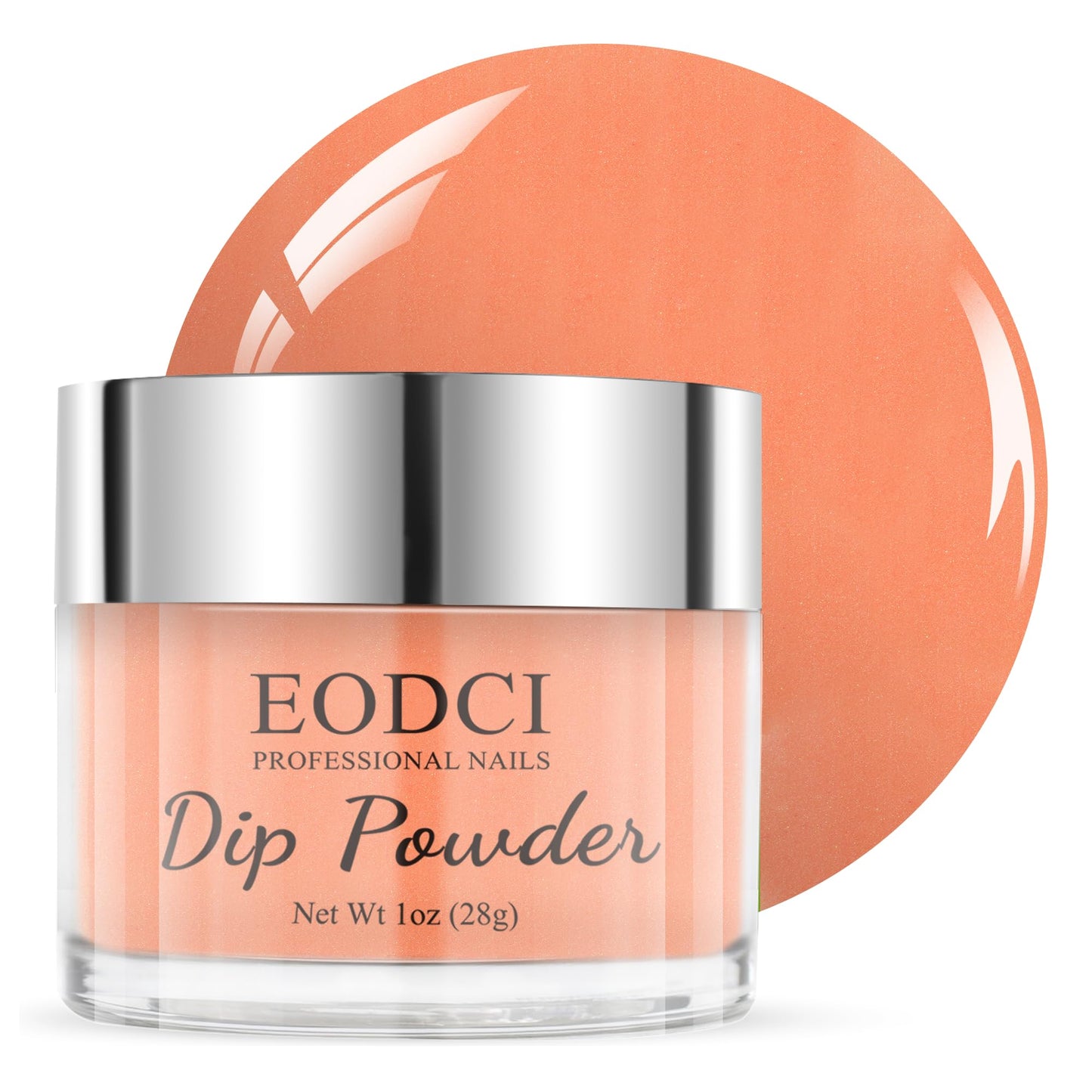 EODCI Dip Powder Nail, Shiny Orange Shimmer Dipping powder No Needed UV/LED Lamp Curing Long lasting Nail Art Manicure DIY Salon Kit Gifts for Mom
