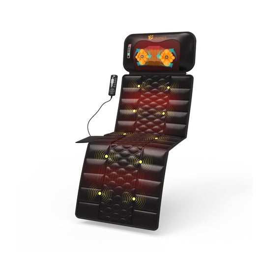 DOPICT Massage Mat, Detachable Neck Massager, Full Body Vibration Heating, Massage Pad with 10 Vibrating Motors and 9 Speed Settings for Home Office Use, Black