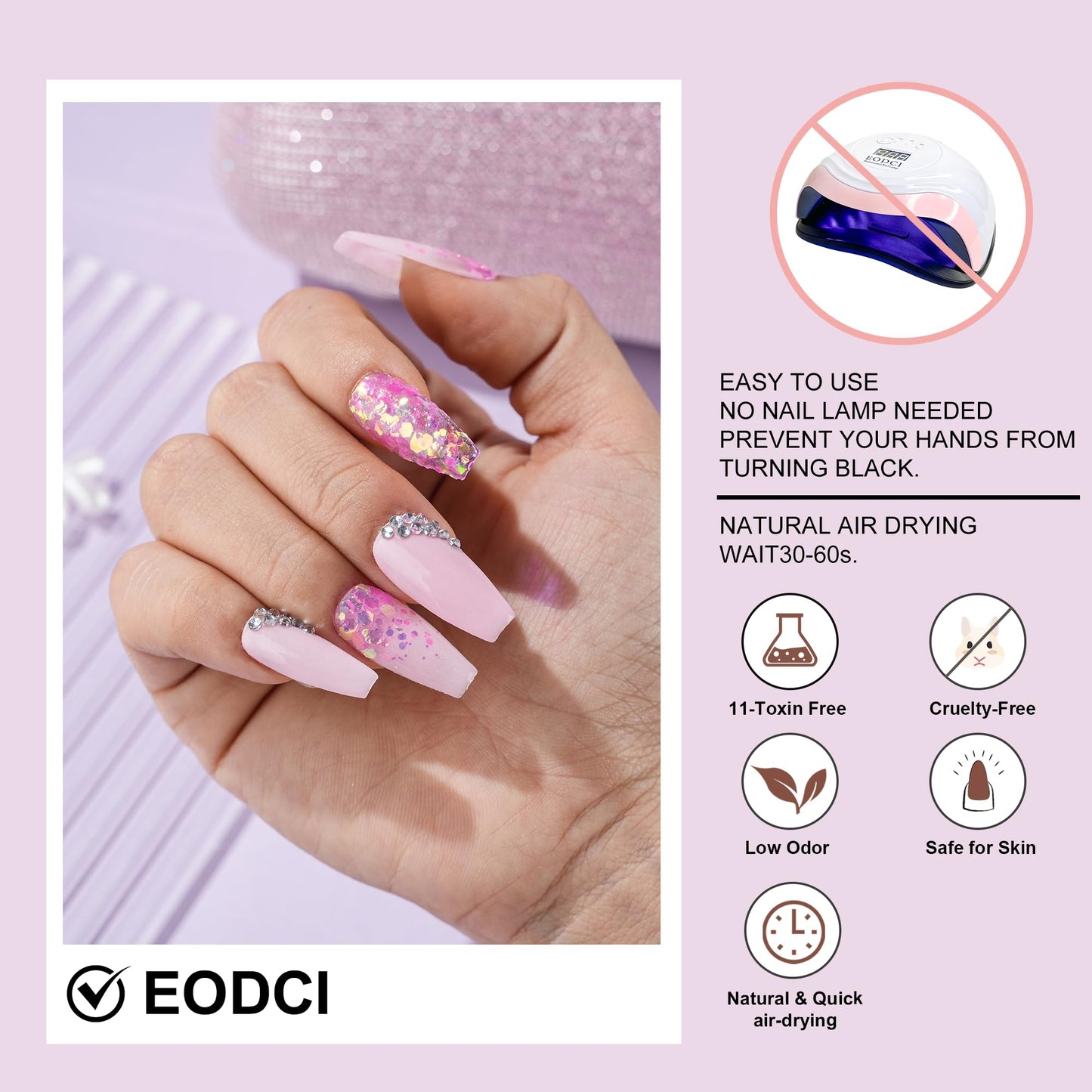 EODCI Glitter Colorful Pink Dip Powder, Orange Glitter Dip Powder Nail Color Refills, 1oz/28g, Pro Dipping Powder System for Nail Art DIY at Home/Salon