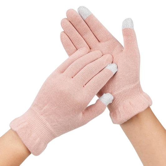 Donfri Cotton Moisturizing Gloves Overnight 2 Pairs Touchscreen Fingers for SPA Dry Hands Hand Care Day and Night Moisturizing (Small-Pink)