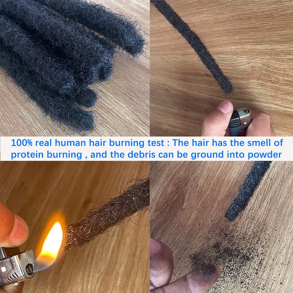 Dreadlock Extensions Real Human Hair for Women/Men/Kids 8 inch 0.6cm Thickness 60 Strands 100% Handmade Can Be Dyed,Curled and Bleached Natural Black Permanent Loc Extensions