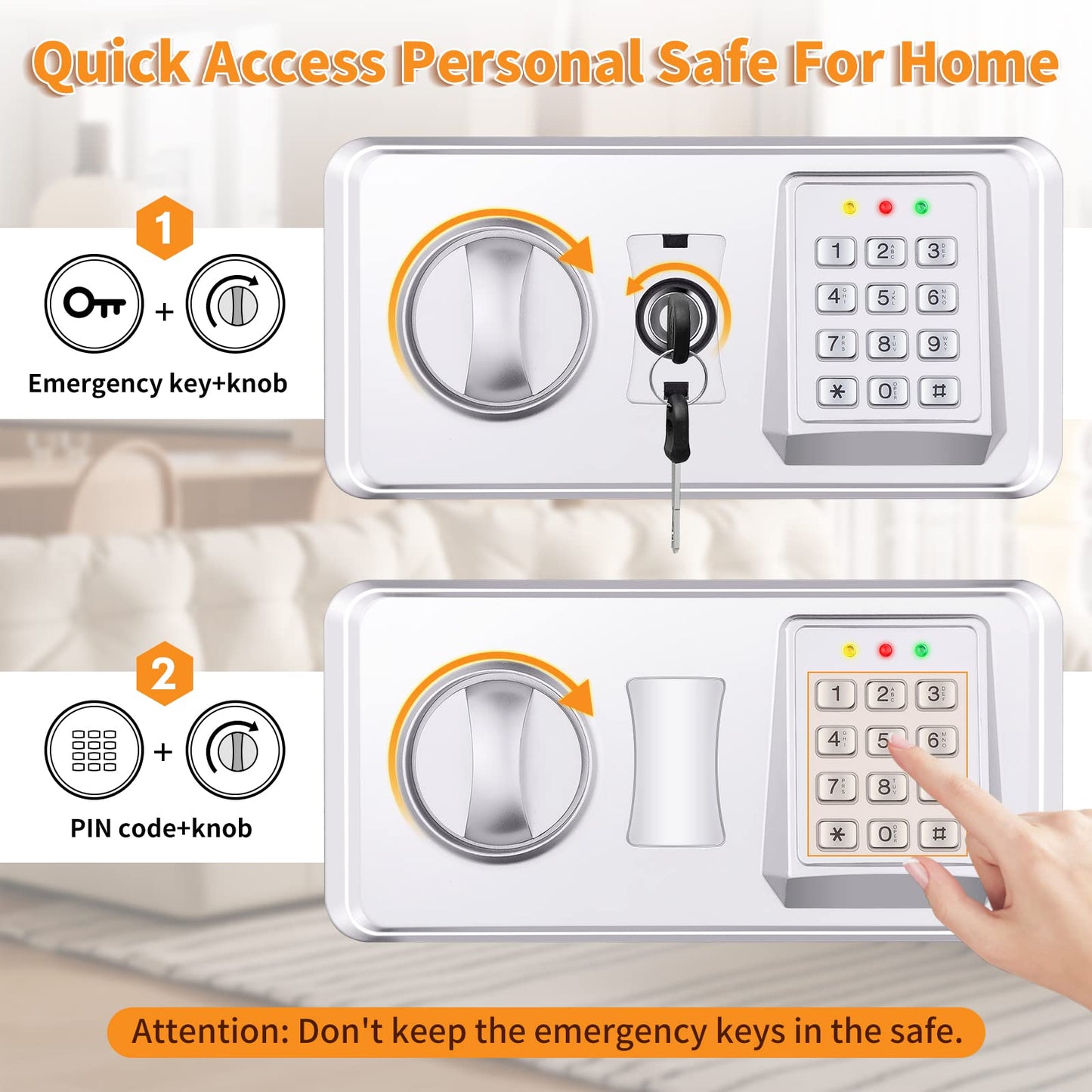 3.0 Cub Large Fireproof Safe Box for Home Use, Anti-Theft Home Safes Fireproof Waterproof, Money Safe for Home with Fireproof Bag and Removable Shelf, Safe Fireproof for Money Firearm A4 Document