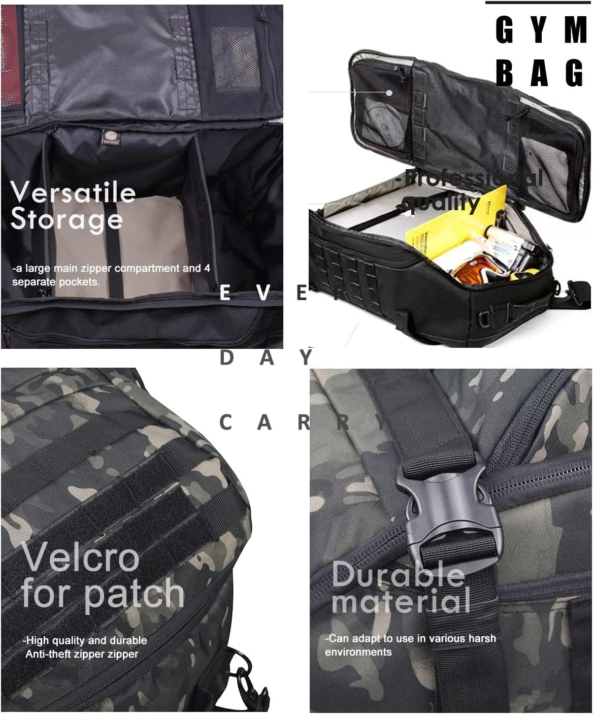 3 In 1 Tactical 30L Military Backpack Travel Duffle Bag for Weekender Gym Workout Deployment