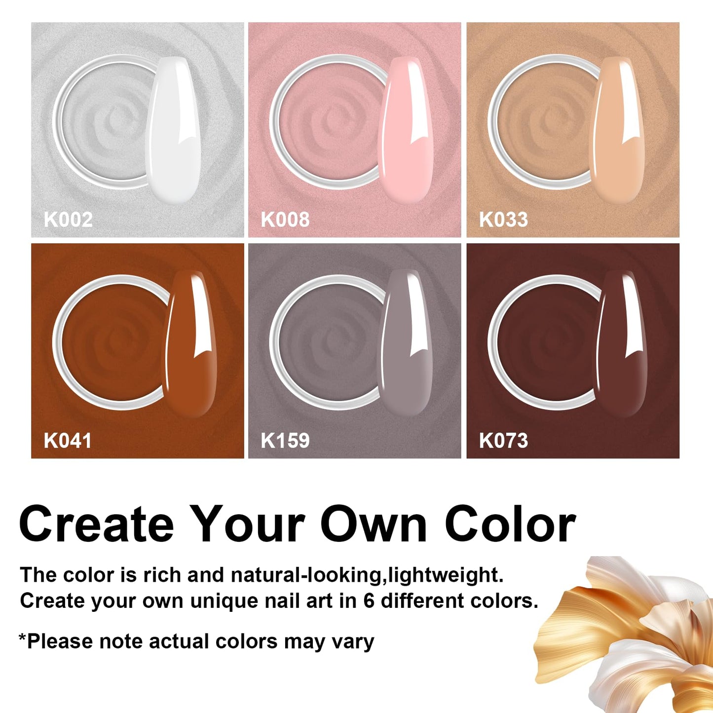 Eodci 12 Pcs Dip Powder Nail Kit Starter Quick Drying, 6 Colors Nude Brown Grey Mocha Dipping Powder Kit With Base & Top Coat/Activator/Brush Saver No Needed Nail Lamp Curing