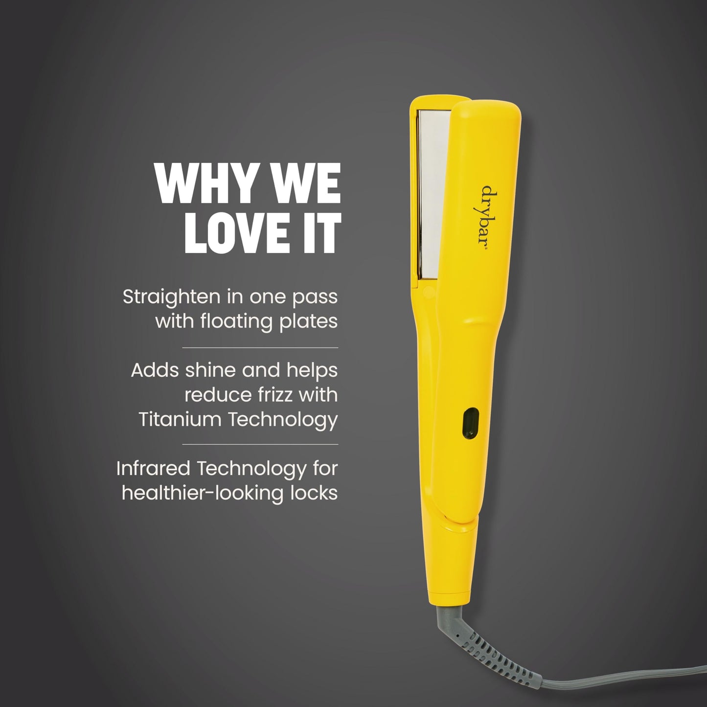 Drybar The Tress Press Straightening Iron 1.25" - Ionic Technology for Smooth, Shiny Hair - Straighten or Wrap Around Barrel to Create Curls, Waves, or Sleek Styles