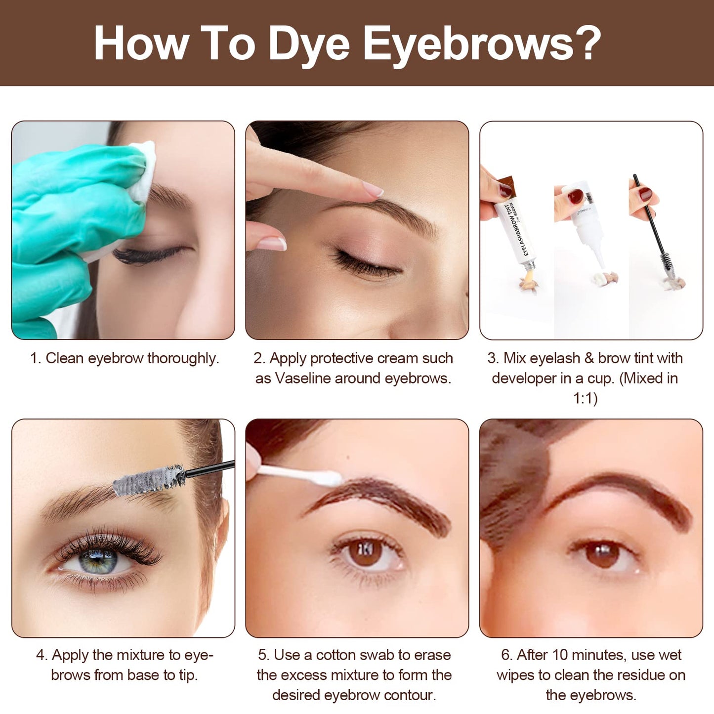 Duoffanny 2-In-1 Eyelash & Eyebrow Kit, Professional Lash & Brow Color Kit, Lasting for 4-6 Weeks DIY Hair Coloring for Salon & Home Use 7ml Light Brown