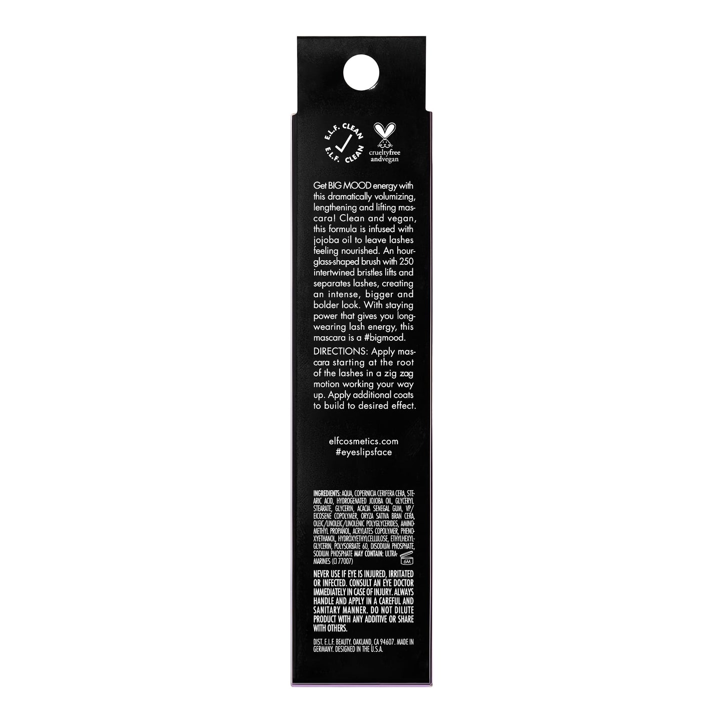 e.l.f. Big Mood Mascara, Instantly Creates Long-Lasting, Bold & Lifted, Voluminous Lashes, Infused with Jojoba Wax, Vegan & Cruelty-free, Deep Green