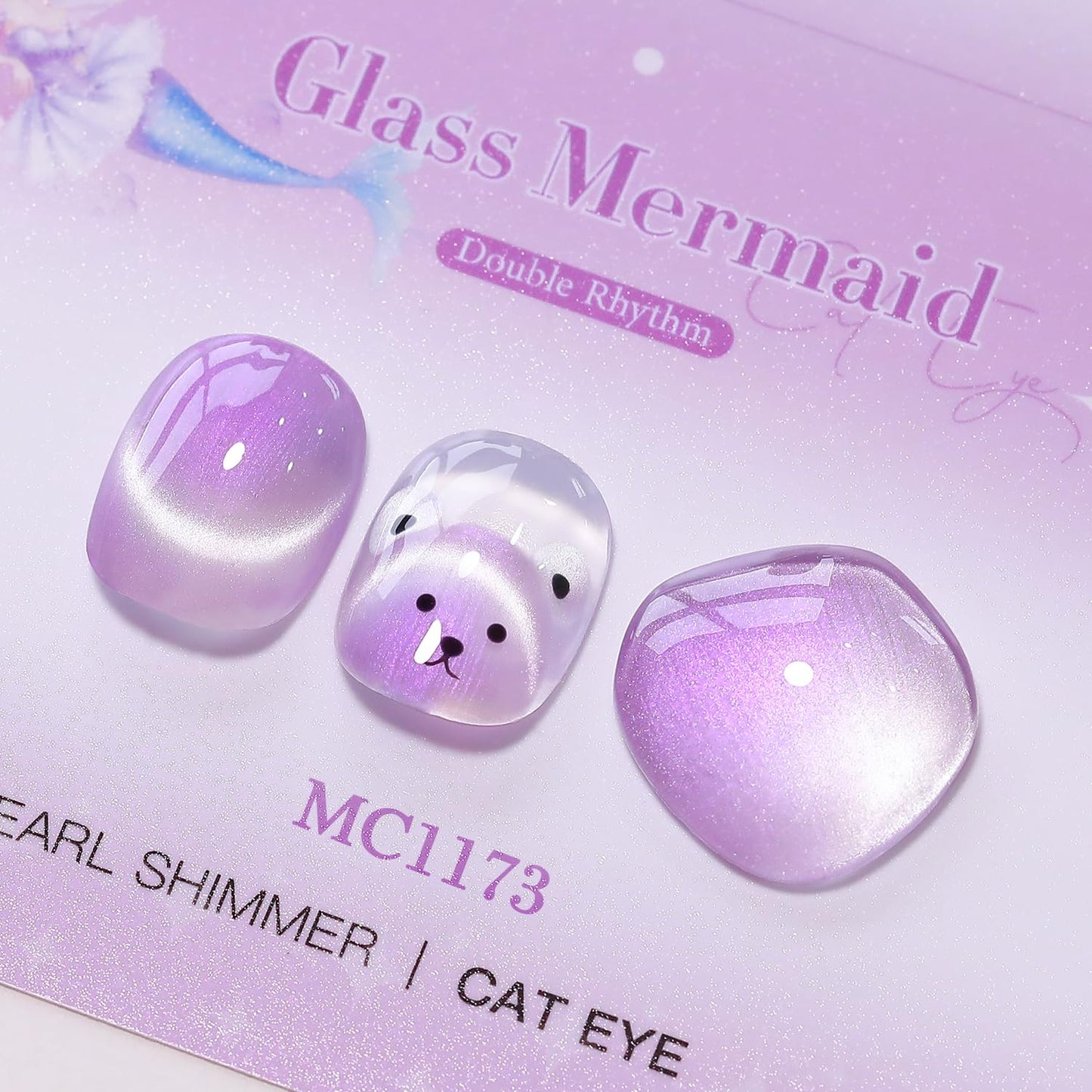 Double Rhythm 15ML Glass Cat Eye Gel Polish with Magnet Same Color Same Bottle Holographic Glitter Shimmer Salon Soak Off Magnetic Nail at Home (Mermaid Purple-MC1173)