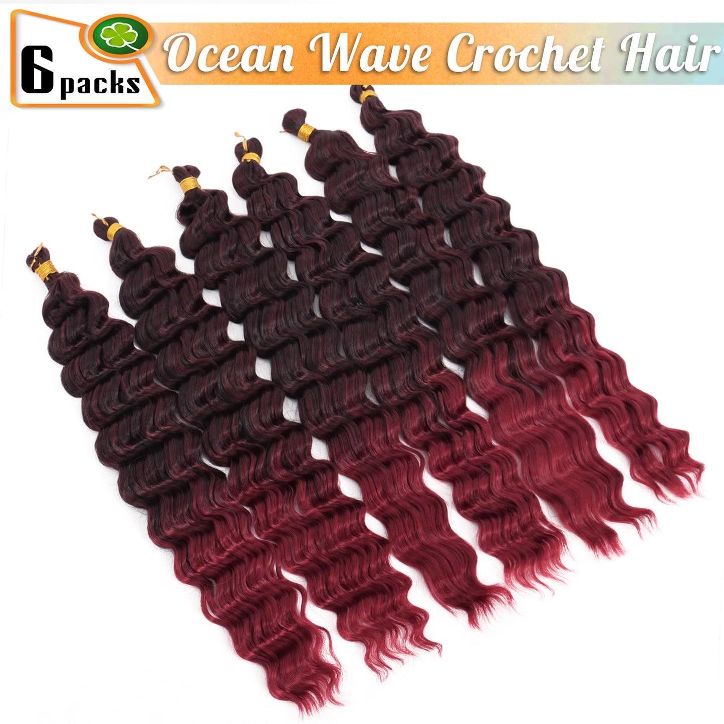 Eerya Long Curly Braiding Hair 18 Inch 2 Packs Ocean Wave Crochet Hair for Black Women Deep Wave Braiding Hair for Boho Braids (18 inch, TBUG)