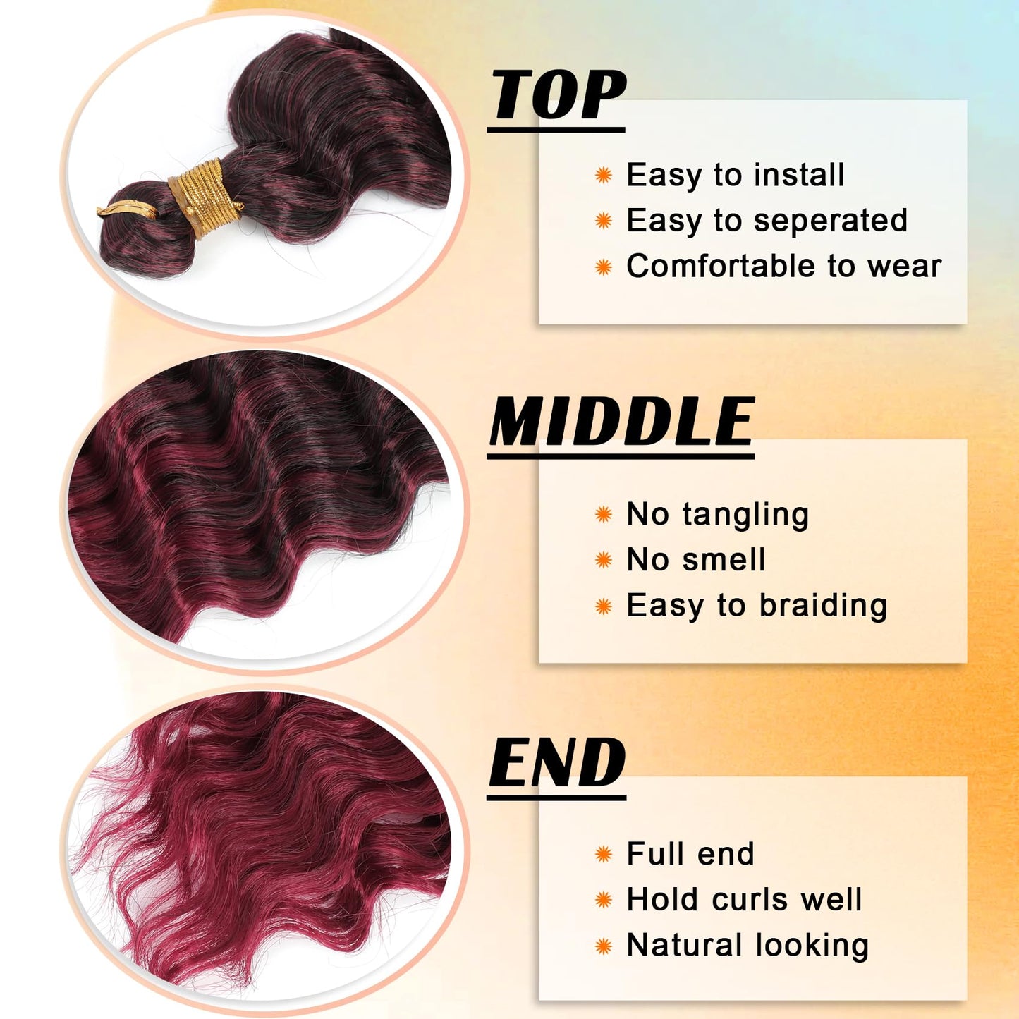 Eerya Long Curly Braiding Hair 18 Inch 2 Packs Ocean Wave Crochet Hair for Black Women Deep Wave Braiding Hair for Boho Braids (18 inch, TBUG)