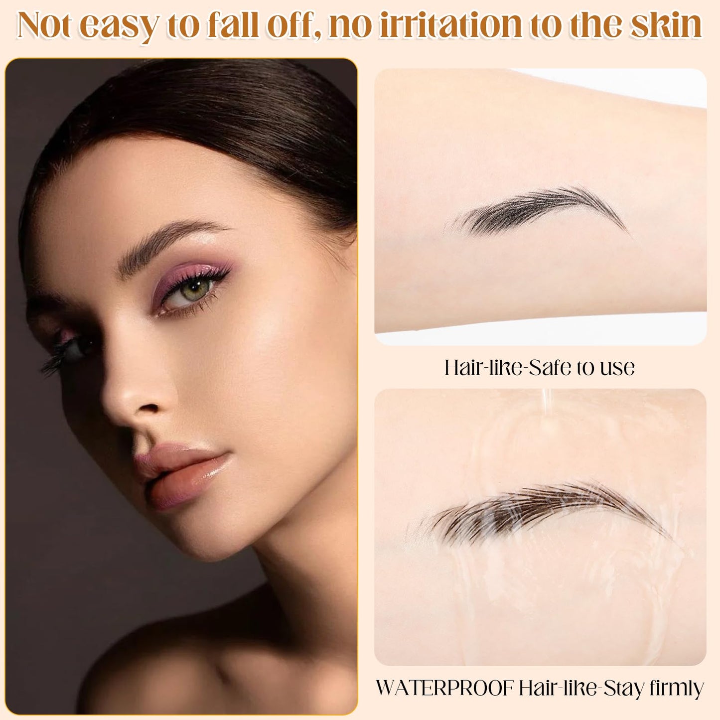 20 Sheets 196 Pairs Eyebrow Tattoo Sticker Waterproof 4D Hair-Like Natural Fake Tattoo Eyebrows Transfers Stickers Peel Off Brows Grooming Shaping Makeup Sticker for Women Girls, Brown