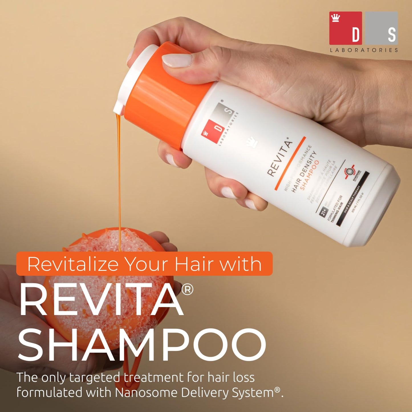 DS Labs Revita Shampoo Travel Size – High-Performance Hair Density Shampoo, Volumizing & Thickening, Fuller, Healthier-Looking Hair, Sulfate & Silicone Free, For Men & Women, 100mL