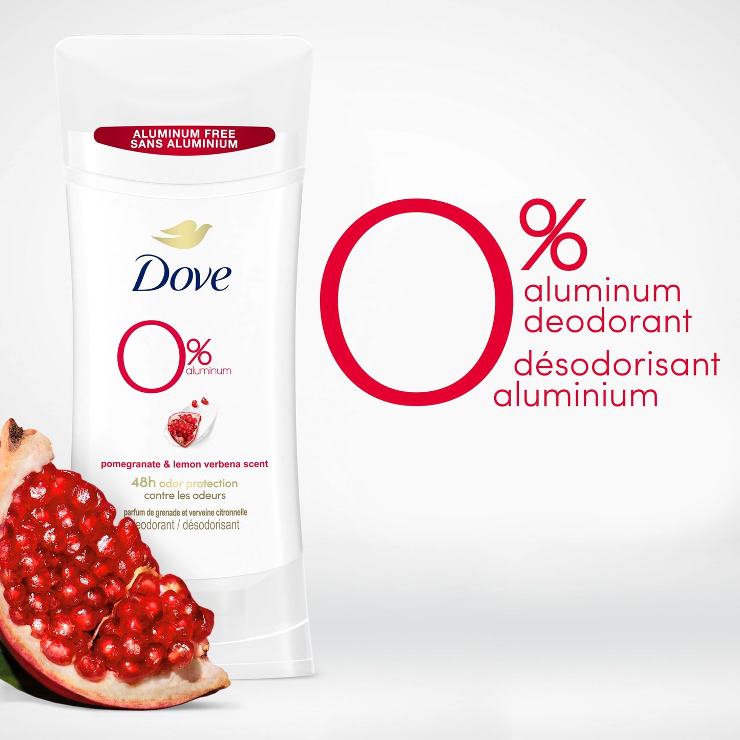 Dove Deodorant for Smooth Underarms 24 Hour Odor Protection, Pomegranate and Lemon Verbena, 2.6 Oz