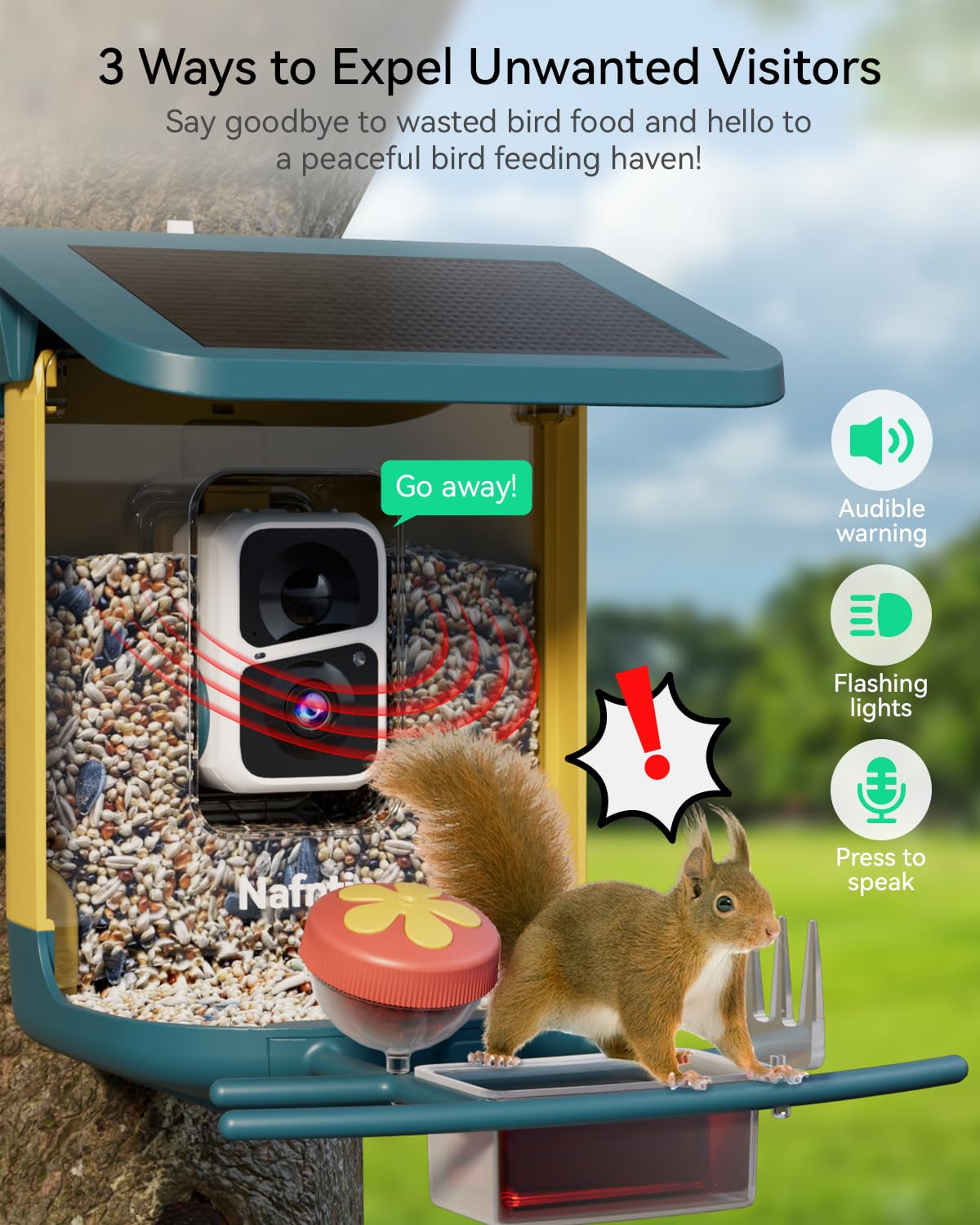 2K Smart Bird Feeder with Camera for Outdoor, Solar Powered, AI Identify 10,000+ Birds, 1.8L, IP65 Waterproof, Squirrel Proof, Live View Alerts, Various DIY Addons, Ideal Gift for Bird Watching