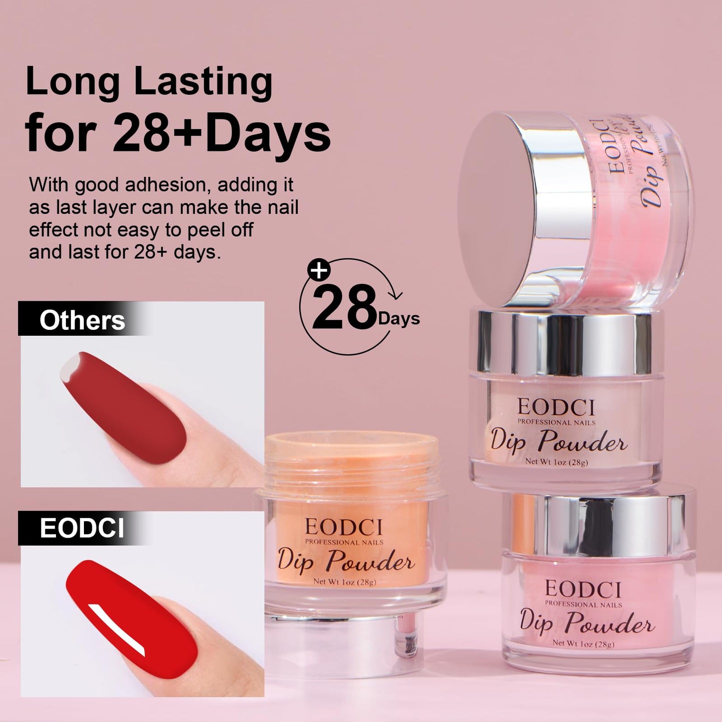 EODCI Dip Powder Nail, Shiny Orange Shimmer Dipping powder No Needed UV/LED Lamp Curing Long lasting Nail Art Manicure DIY Salon Kit Gifts for Mom