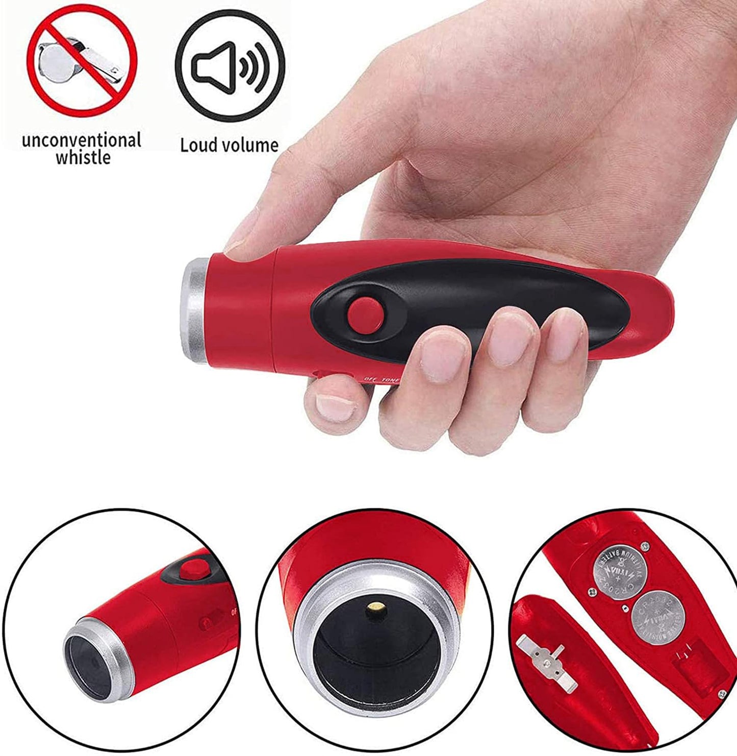EFOBO Electronic Whistle for Coaches, Handheld Lound Electric Whistle with Lanyard and Three Tone for Volleyball, Soccer Referee, P.E. Teacher, Police,Outdoor Camping, Self Defense Emergency (Red)