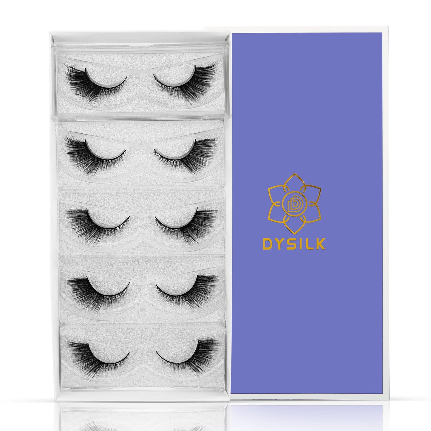 DYSILK Eyelashes Mink Lashes - False Eyelashes Fake Lashes 5 Pairs 6D Lashes Cat Eye Fake Eyelashes Strip Lashes Reusable Faux Mink Eyelashes Lash Extension Kit | Angel 4mm-17mm