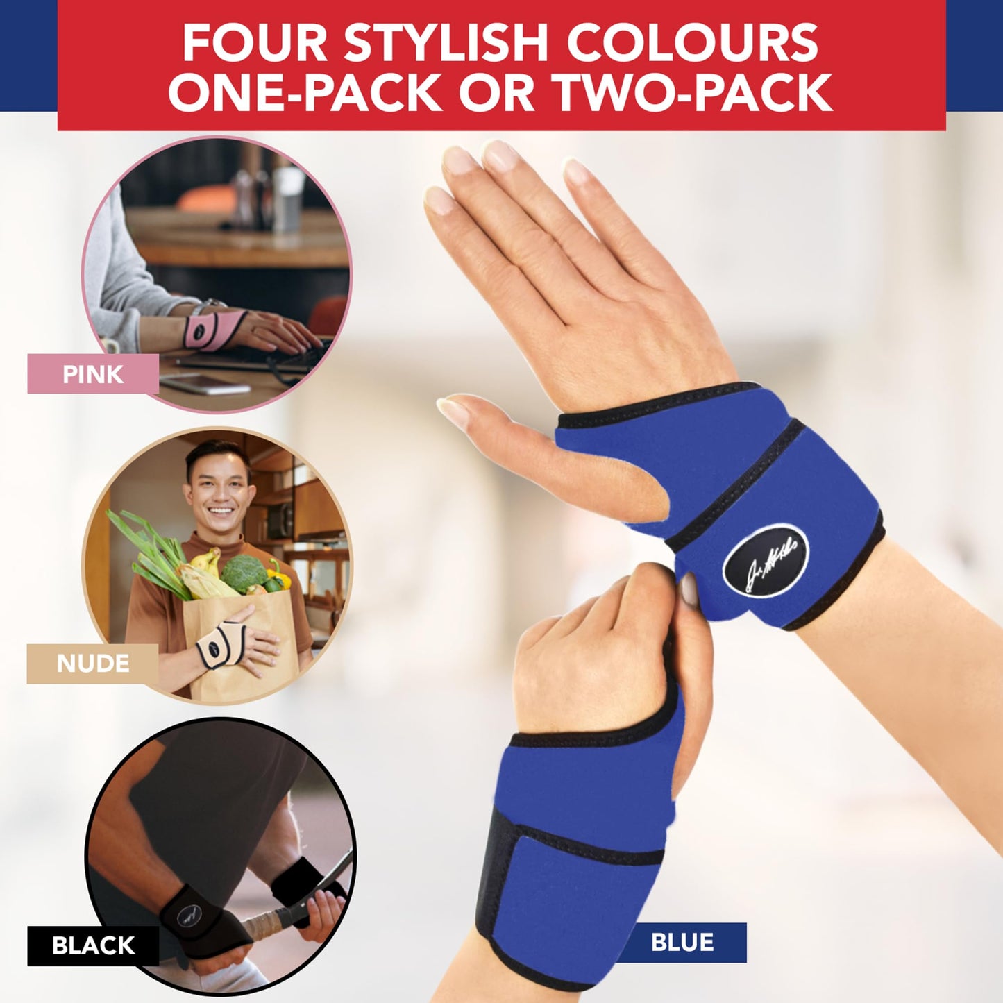 Dr. Arthritis Doctor Developed Comfy, Lightweight, Wrist Support-Strap-Brace-Hand Support, Perfect fit for both Right and Left Hand, for Men and Women (Blue, 2 Pack)