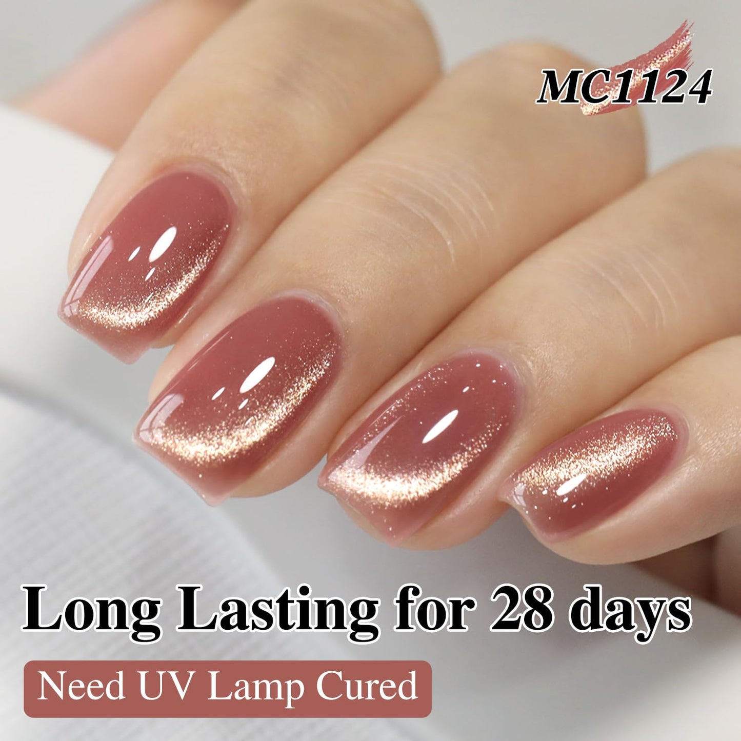 Double Rhythm 15ML Ice Glass Cat Eye Gel Polish with Magnet Holographic Glitter Shimmer Translucent Sheer Color Salon Soak Off Magnetic Nail at Home (Plum Purple-MC1124)