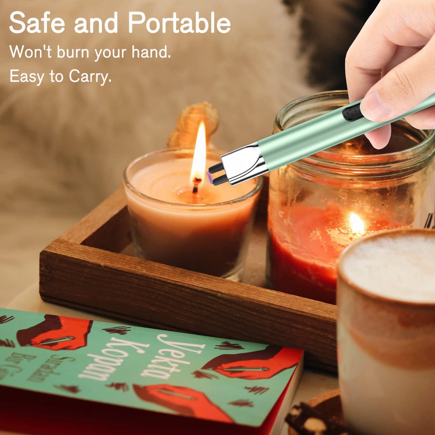 Electric Lighter 2 Pack REIDEA S4 Pro USB Rechargeable Safety Lock with LED Battery Indicator Flameless Windproof Arc Plasma Lighter for Candle, Fireworks (Mint Green)