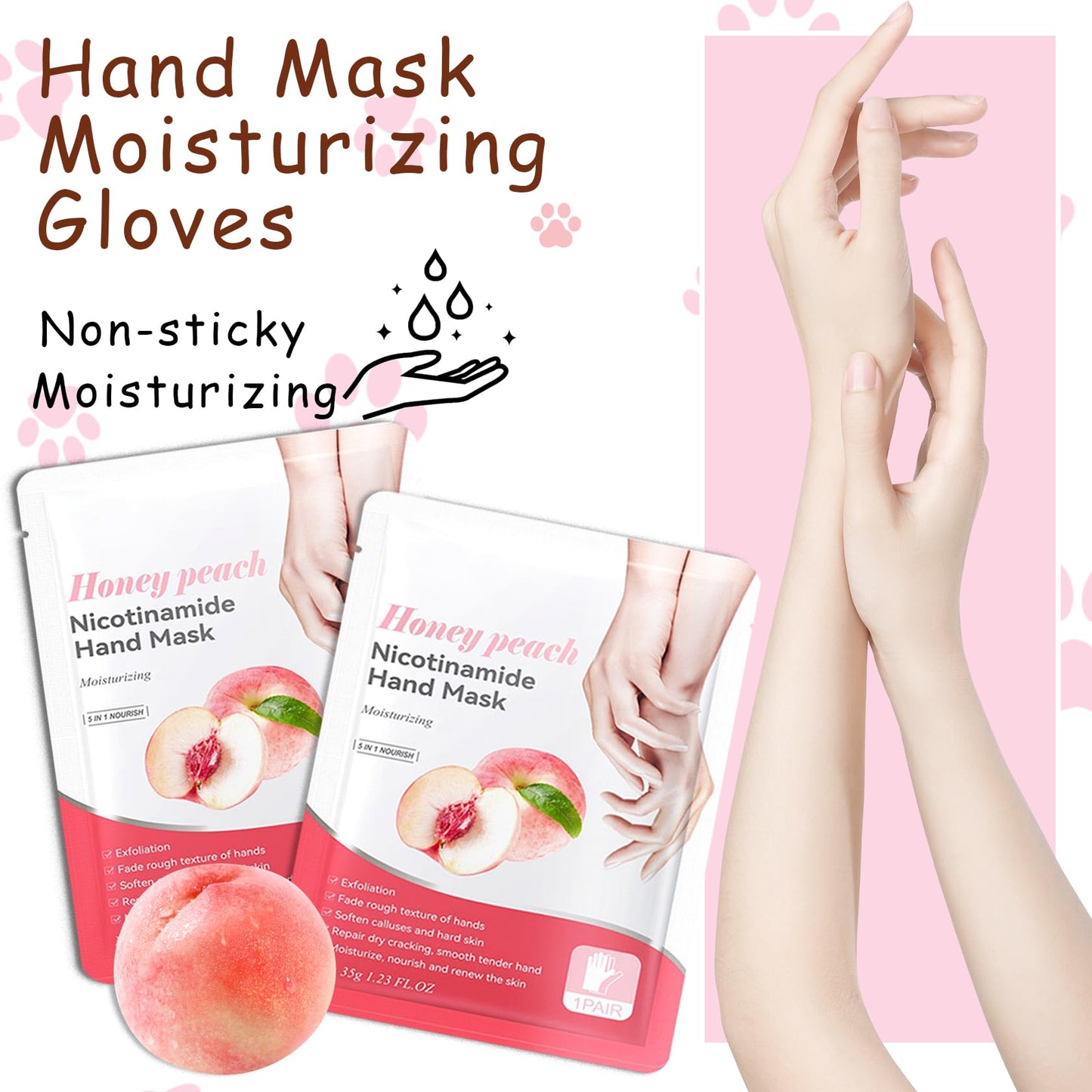 DWDiWen Hand Masks, 6 Pairs Hydrating Exfoliating Hand Peeling Mask, Smooth Hand Masks Moisturizing Gloves Overnight for Dry, Rough, Cracked Hands, Hand Skin Moisturizer Glove for Women Men(G